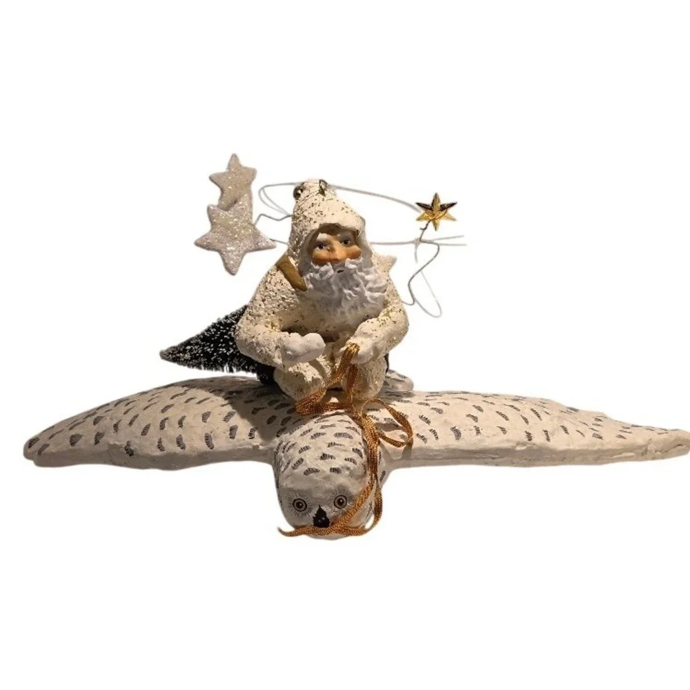 Dept 56 Father Frost Santa on Flying Owl‎ Ornament Christmas Decor 10 Inch